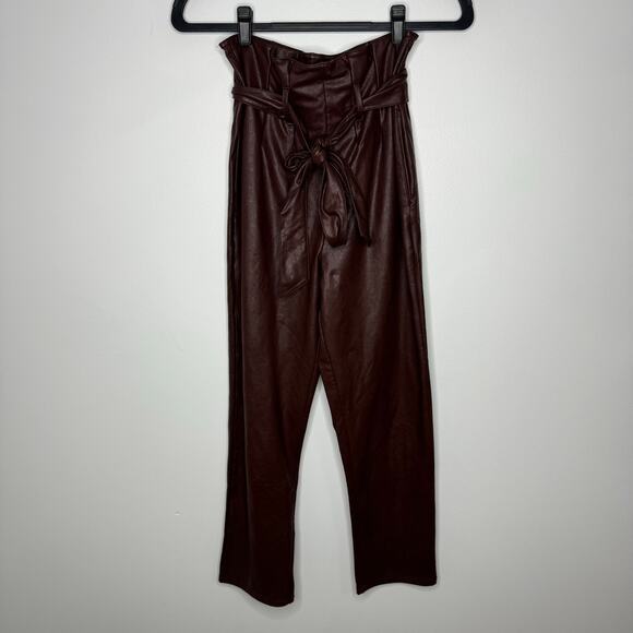 NWT COMMANDO Faux Leather Paperbag Pants Oxblood XS - Picture 2 of 6